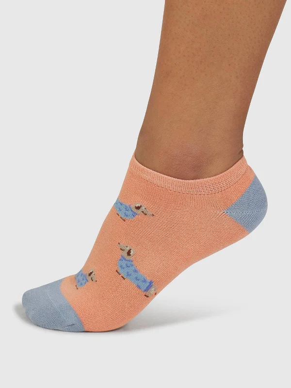 Stylish Compression Sports Socks-Freda Dachshund Organic Cotton Trainer Socks - Coral Orange