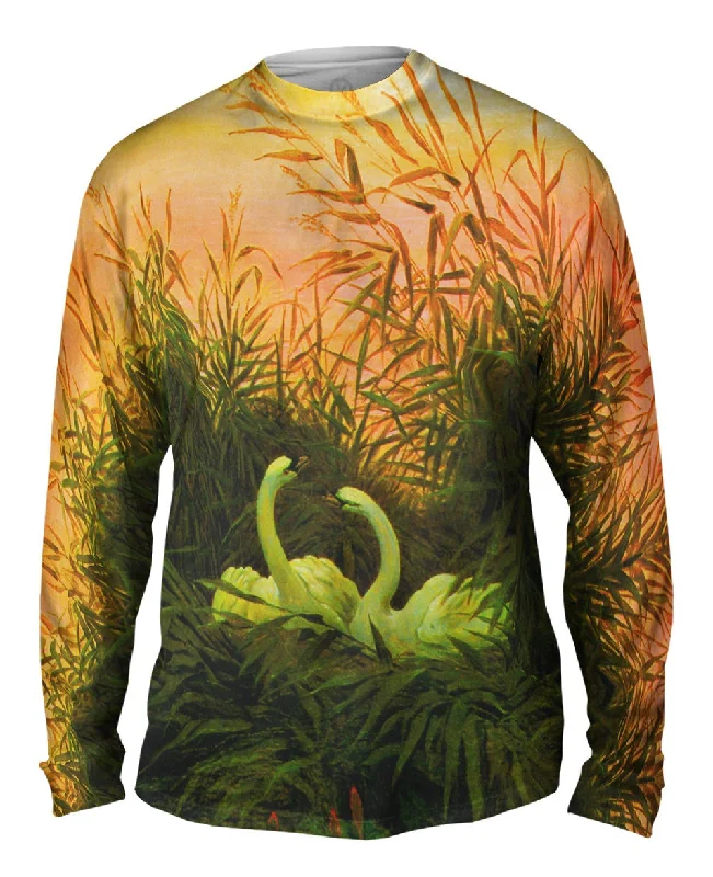 Premium Zip Long Sleeve Jacket-Caspar David Friedrich - "Swans in the Reeds" (1820)