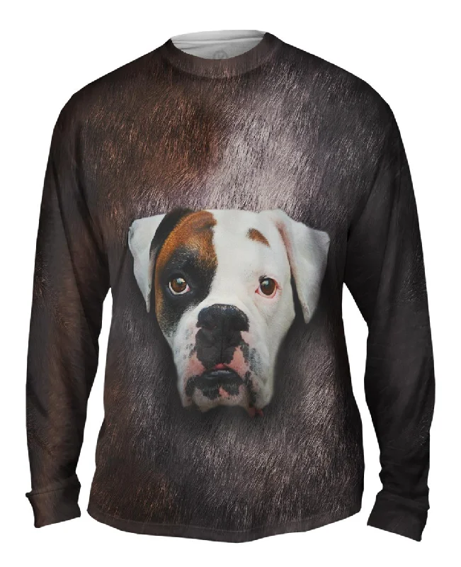 Relaxed Fit Long Sleeve Top-Boxer Dog Face