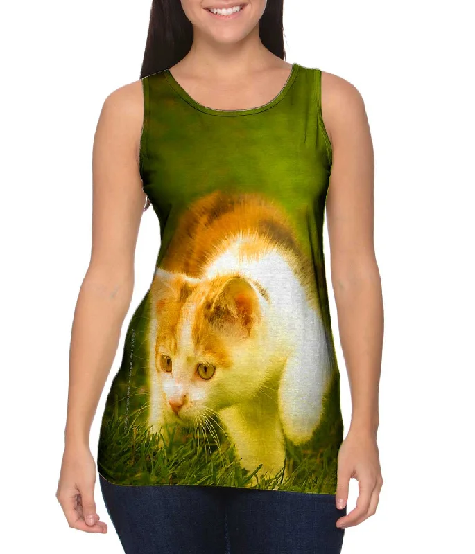 Stylish Mesh Sleeveless Shirt-Kitten On The Prowl