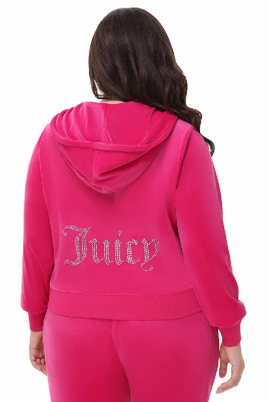 Premium Soft Touch Hoodie-Plus-Size OG Big Bling Velour Hoodie