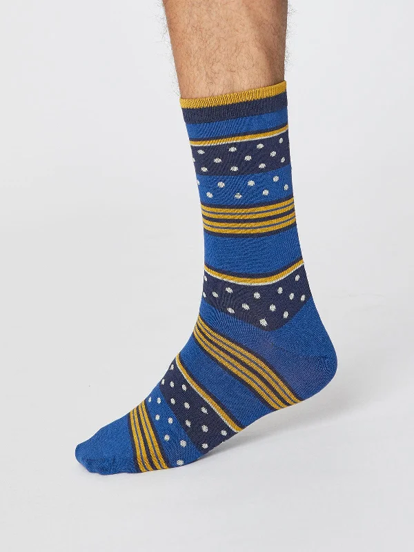 Stylish Bright Socks-Spot and Stripe Socks - Royal Blue