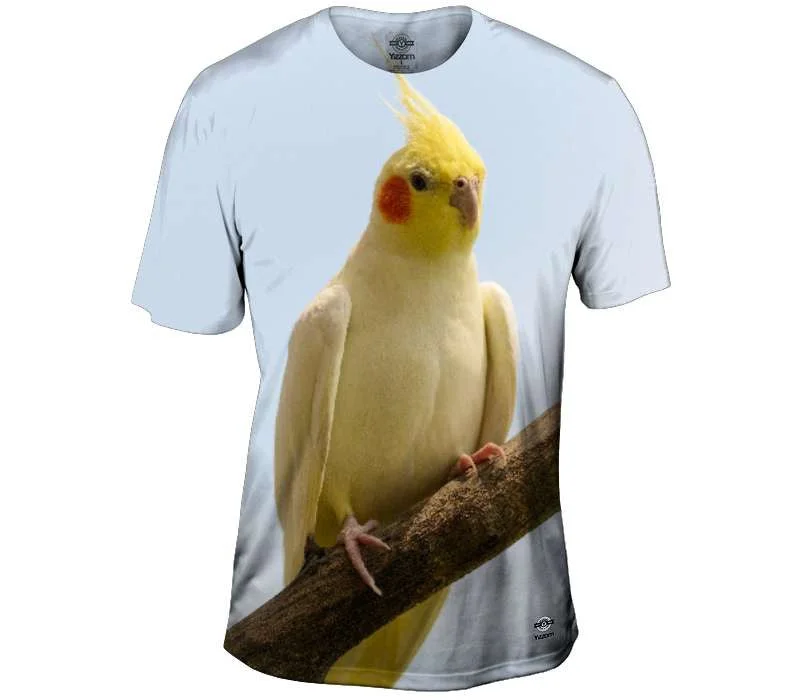 Soft Organic Cotton T-Shirt-Yellow Cockatiel on a Branch