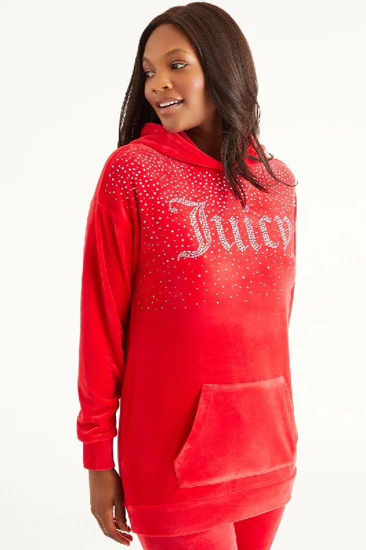 Soft and Stretchy Hoodie-Oversized Big Bling Hoodie with Rhinestones