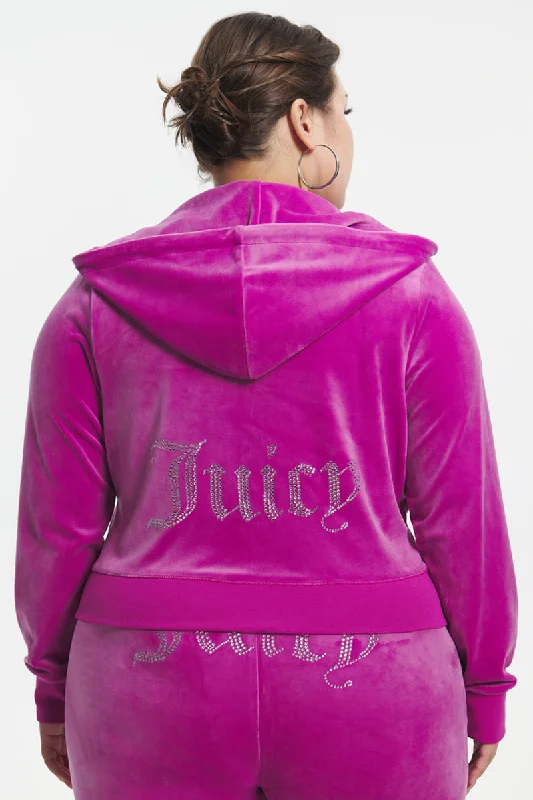 Trendy Hooded Pullover-Plus-Size OG Big Bling Velour Hoodie