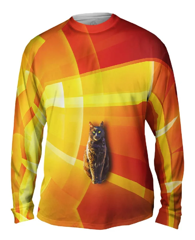 Premium Athletic Long Sleeve-Cat Orange Background