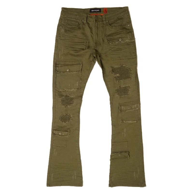 Trendy Waterproof Pants-M1968 Cesare Stacked Jeans - Olive