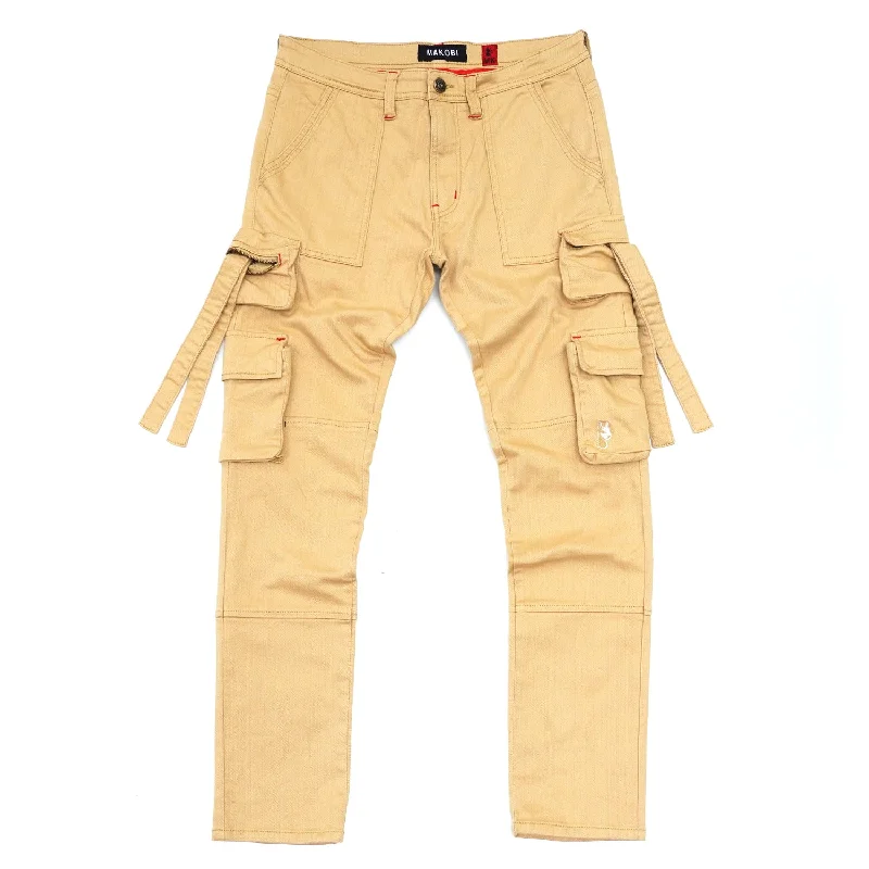 Premium Yoga Joggers-M1930 Aries Cargo Denim Jeans - Khaki