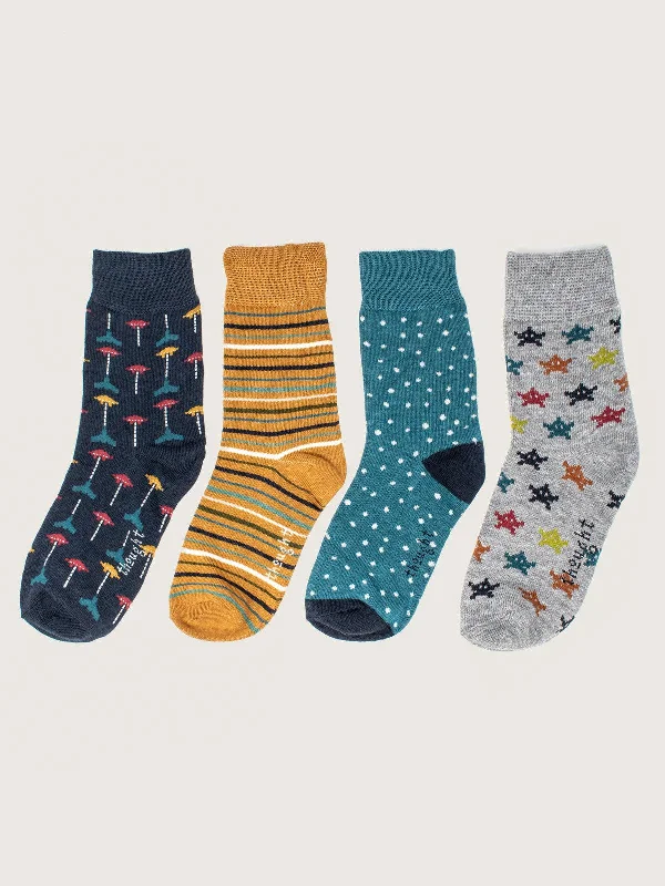 Classic Crew Socks-Retro Arcade Games Box of 4 Kids Socks - Multi