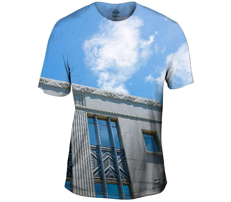 Custom Printed Logo T-Shirt-Blue Glass Blue Sky