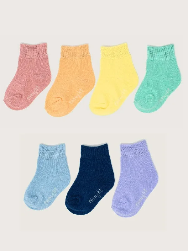 Premium Cooling Socks-Thought Essential Pastel Box of 7 Baby Socks - Pastel Multi