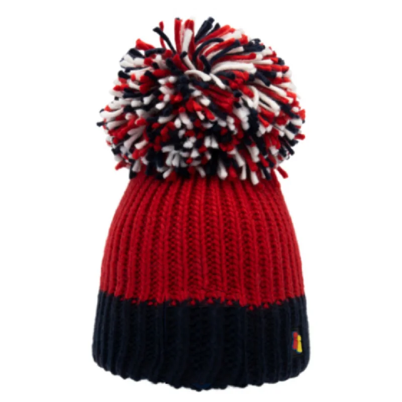 Trendy Classic Baseball Hat-Blue and Red Big Bobble Hat