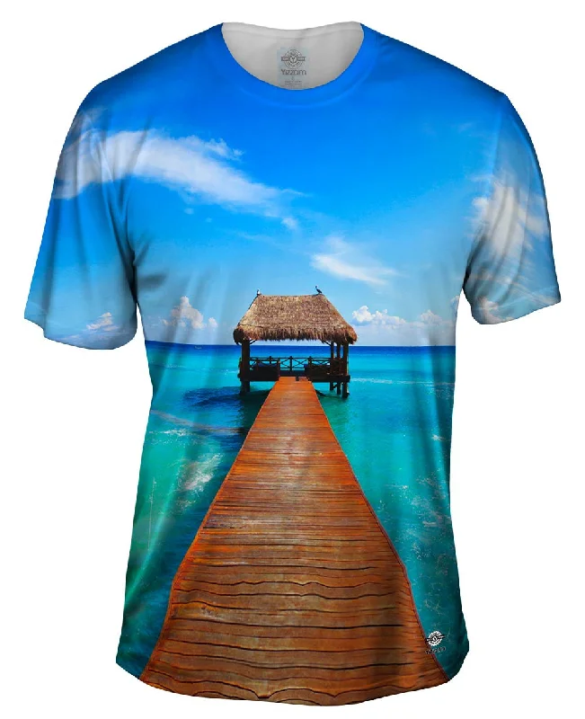 All-Season Cotton T-Shirt-Blue Caribbean Sea