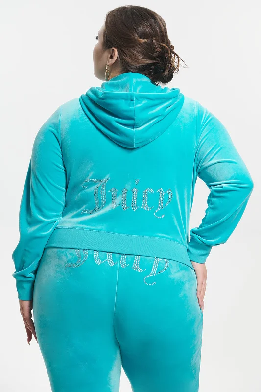 Soft Fleece Lined Hoodie-Plus-Size OG Big Bling Velour Hoodie