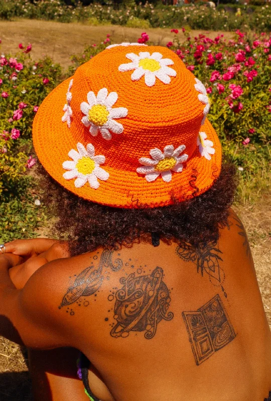 Trendy Dad Style Hat-ORANGE DAISY HAT