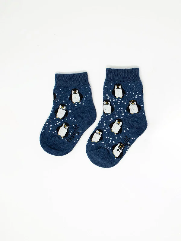 Custom Patterned Socks-DONA PENGUIN SOCKS - BLUE