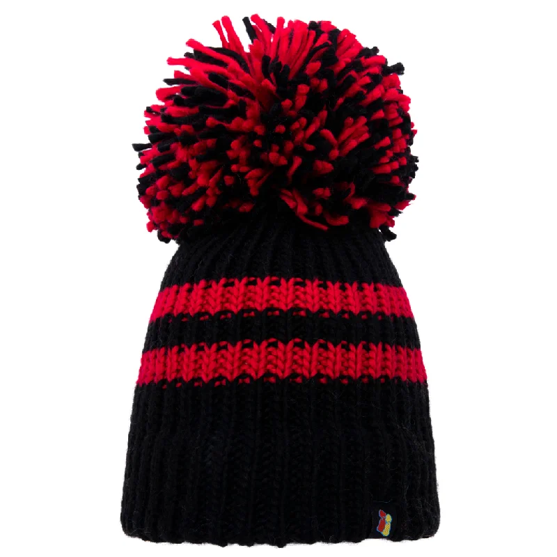 Stylish Visor Hat-Black and Red Big Bobble Hat