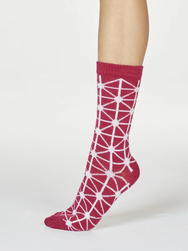 Comfortable Stretch Socks-Jannie Wool Socks - Cranberry Red