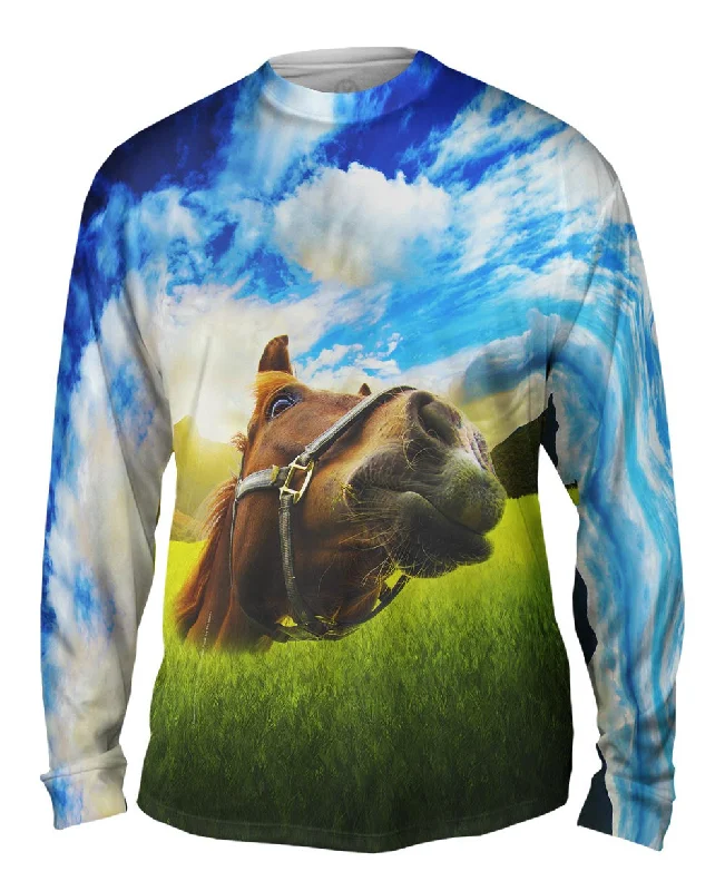 Premium Stretch Fit Long Sleeve-Closeup Horse