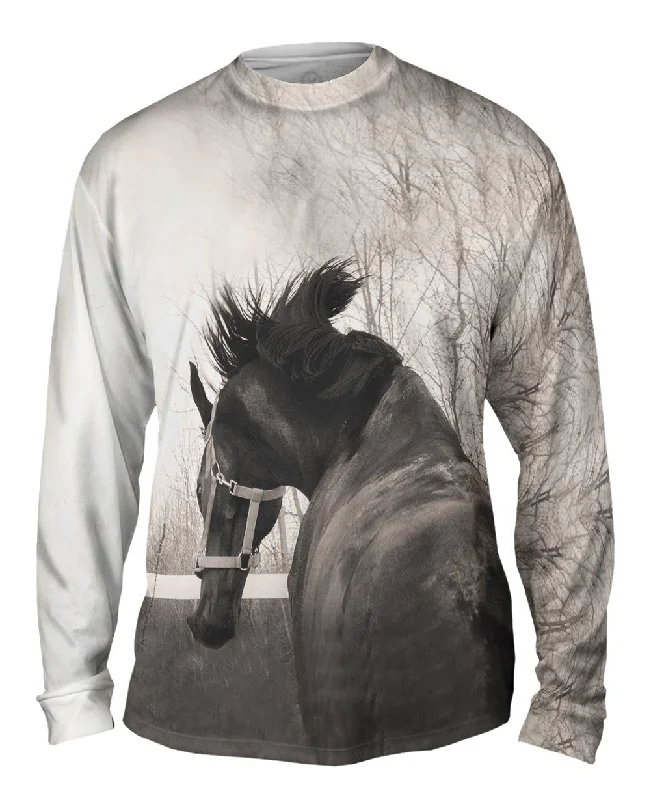 Relaxed Fit Casual Long Sleeve Shirt-Bucking Bronco