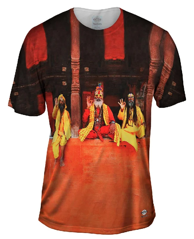 Relaxed Fit Printed T-Shirt-Three Saddhus At Kathmandu Durbar Square