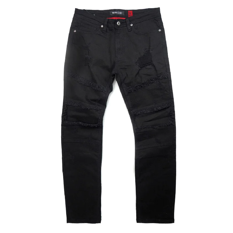 Comfortable Straight-Legged Jeans-M1967 Makobi David Denim Jeans - Black/Black