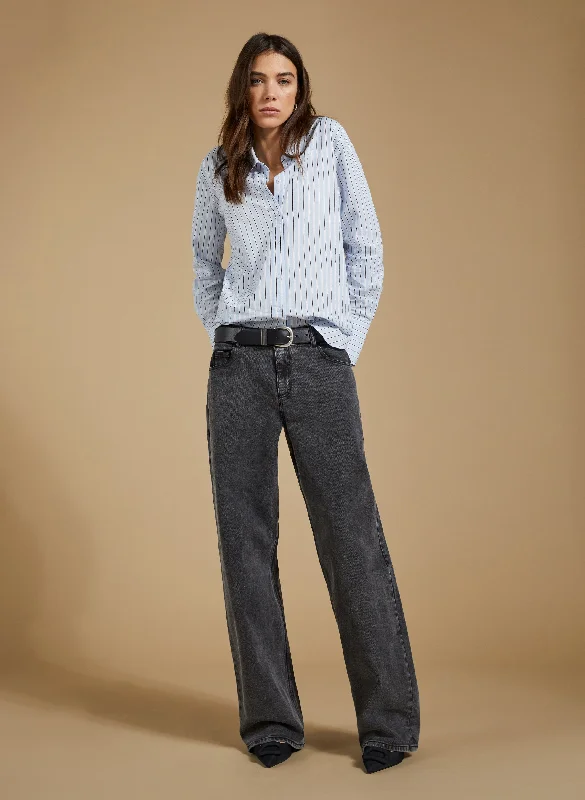 Soft Stretch Fit Pants-Organic Stretch Cotton Wide Leg Slouch Jeans