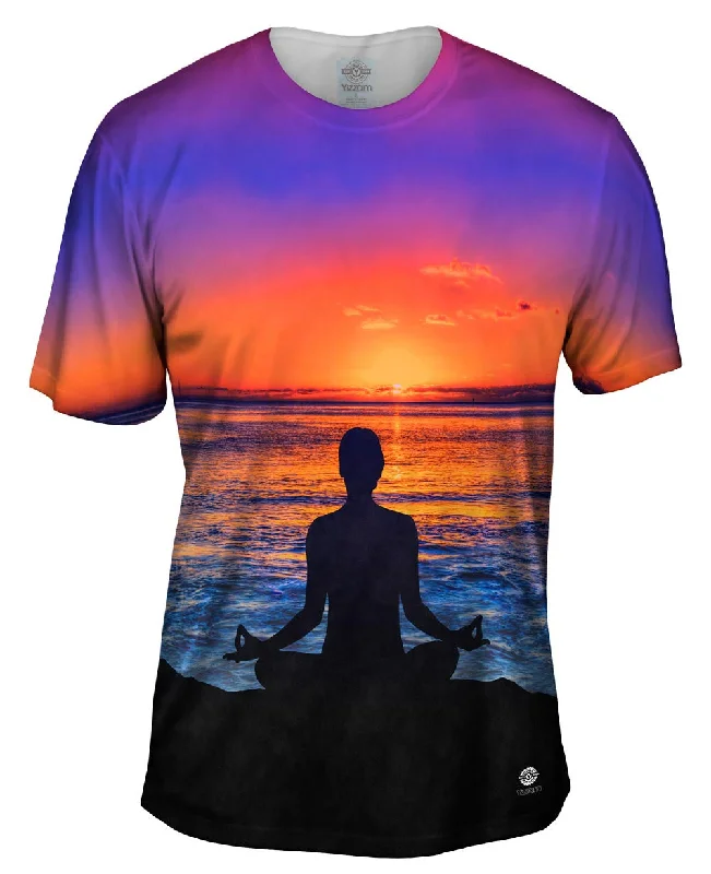 Casual Plain T-Shirt-Meditation Haleiwa Hawaii Sunset