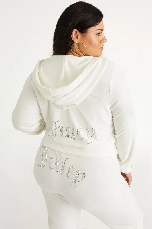 Trendy Athletic Hoodie-Plus-Size OG Big Bling Velour Hoodie