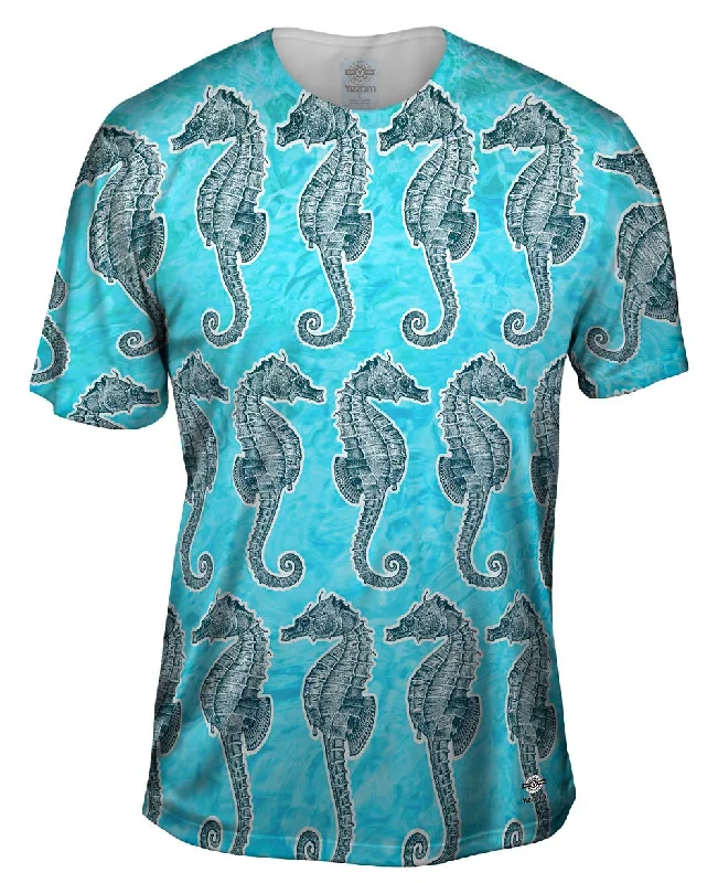 Relaxed Graphic Print T-Shirt-Carefree Seahorse Light Blue