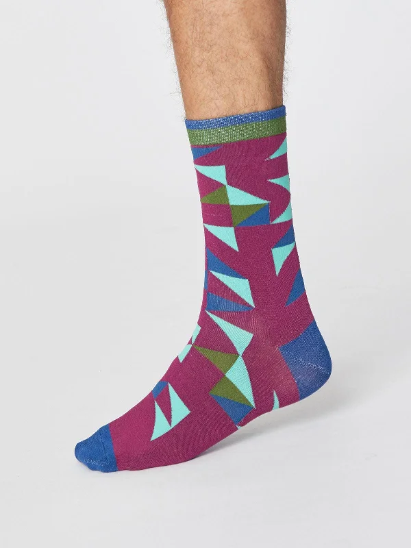 Comfortable Wool Hiking Socks-Triangle Socks - Beetroot