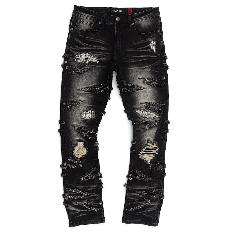 Trendy High-Waisted Pants-M1956 Lombardi Jeans - Black Wash