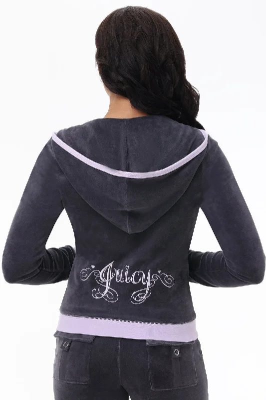 Fashionable Zip-Up Hooded Sweatshirt-Sweetheart Cotton Velour Hoodie