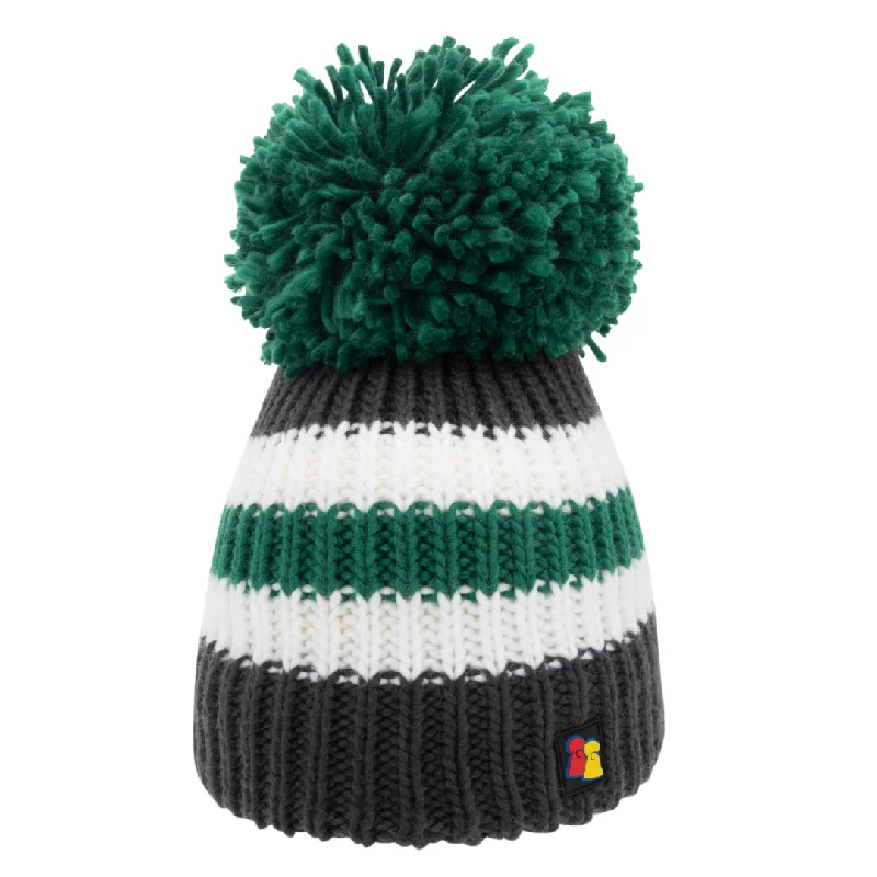 Premium Beach Hat-Green, White and Grey Big Bobble Hat