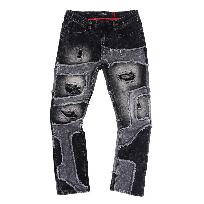 Trendy Printed Pants-M1953 Santori Jeans - Black