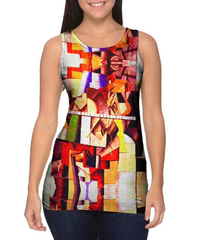 Custom Embroidered Tank Top-Kazimir Malevich - "Portrait of Matiushin" (1913)