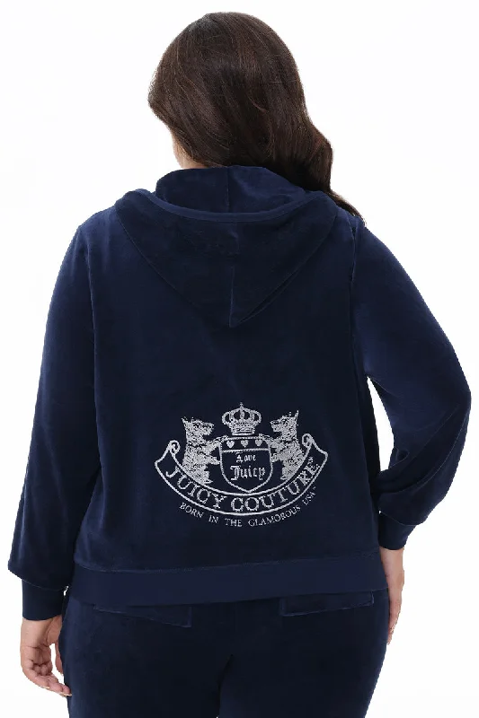 Fashionable Hoodie with Logos-Plus-Size Scottie Cotton Velour Hoodie