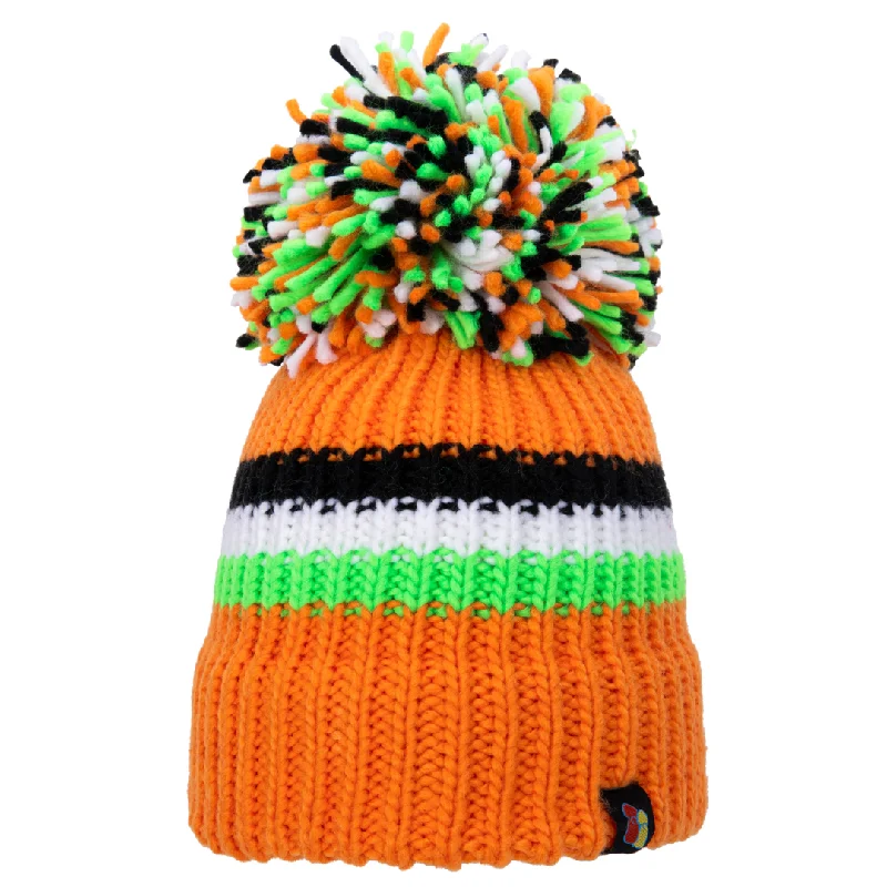 Trendy Dad Style Hat-Orange, Green, White and Black Big Bobble Hat