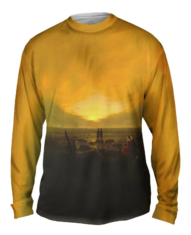 Comfortable Stretch Fit Long Sleeve-Caspar David Friedrich - "Moonrise by the Sea" (1821)