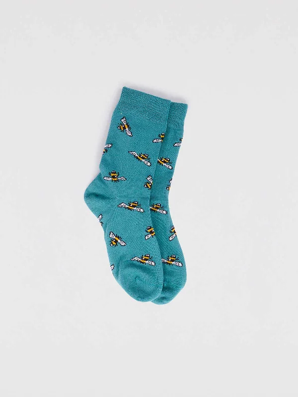 Soft Cotton Blend Socks-Lou Bee Baby Sock - Peacock Green