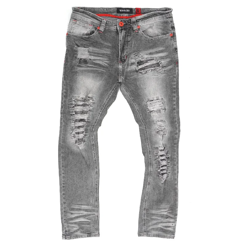 Premium Yoga Joggers-M1780 Pensacola  Shredded Jeans  - Gray