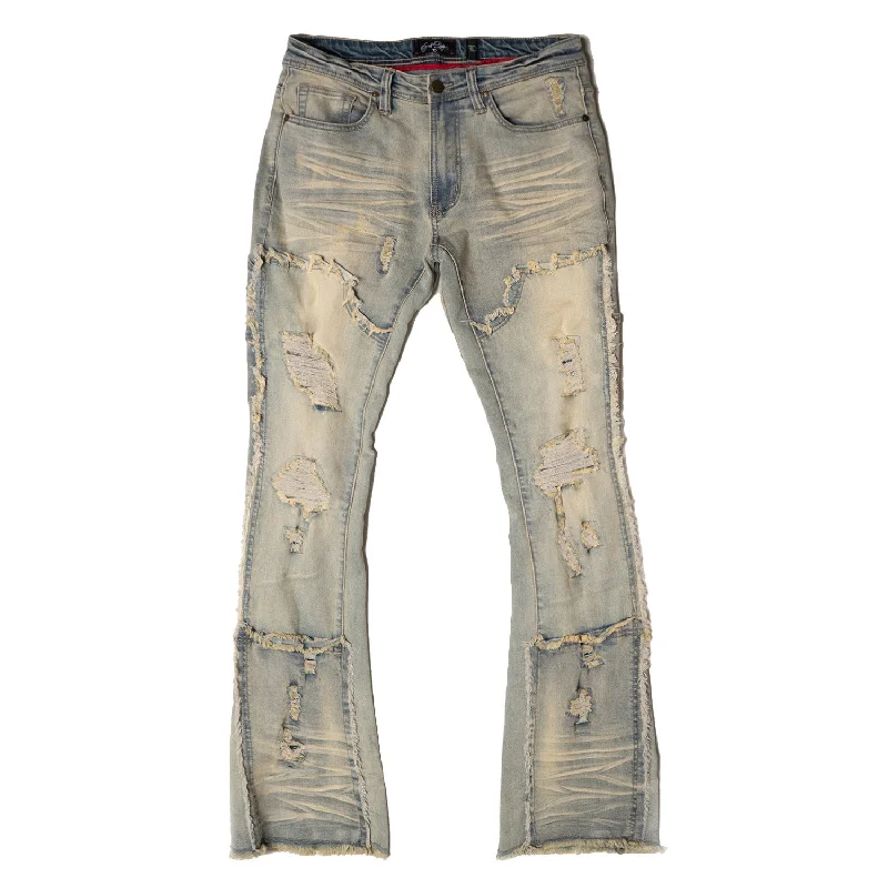 Comfortable Drawstring Pants-F1781 Gambol Stack Jeans - Dirt