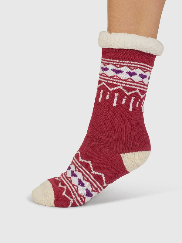 Premium Performance Socks-Ilah Fair Isle Slipper Socks - Radish Pink