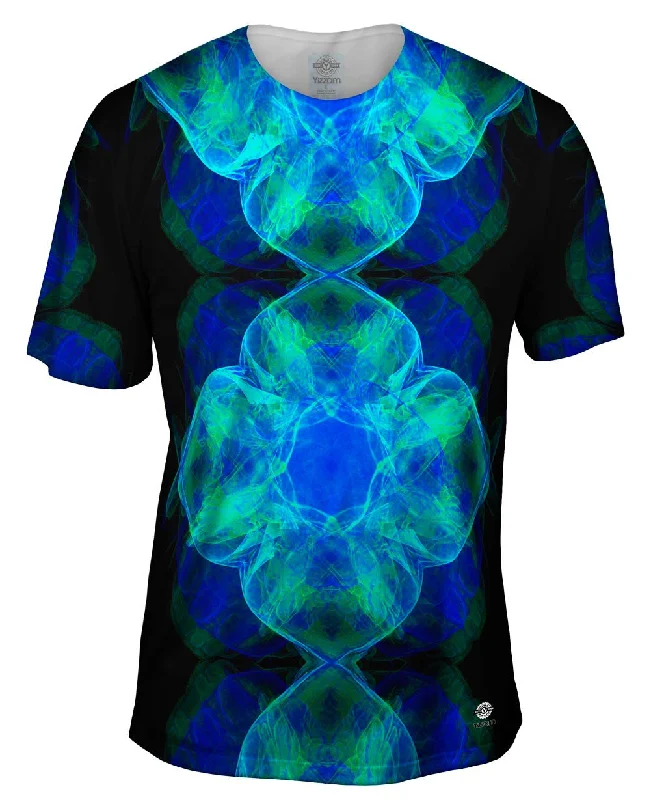 Vintage Graphic T-Shirt-Green Blue Fractal Jelly Fish