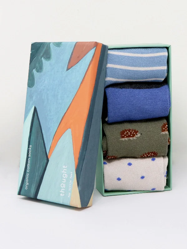 Trendy Argyle Socks-Ray Bamboo Hedgehog Baby 4 Sock Gift Box - Multi