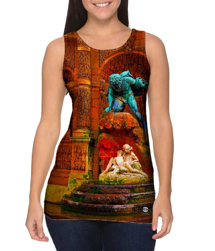 Stylish Sleeveless T-shirt-Jardin Du Luxembourg Fountains