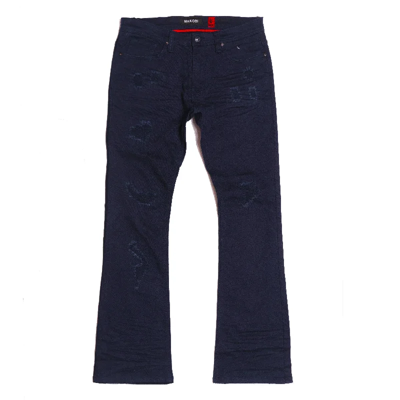 Stylish Harem Pants-M1948 Benini Twill Stacked Jeans - Navy