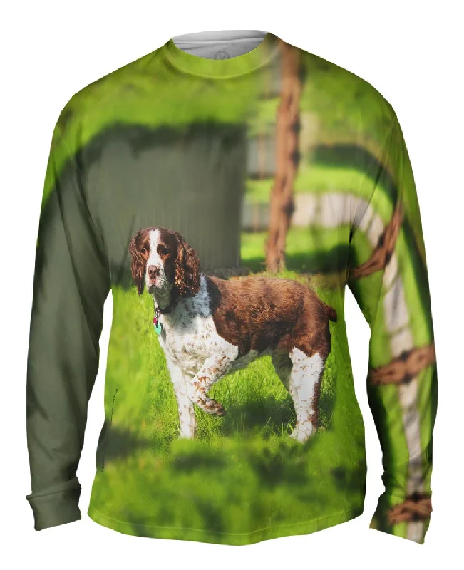 Classic Henley Long Sleeve-Cocker Spaniel Pointing