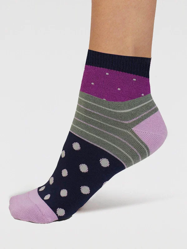 Comfortable Compression Socks-Rondel Spot And Stripe Bamboo Socks - Magenta Pink