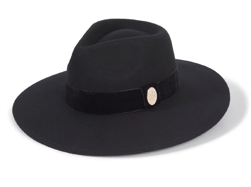 Fashionable Wool Felt Hat-The Oxley Fedora in Black Velvet